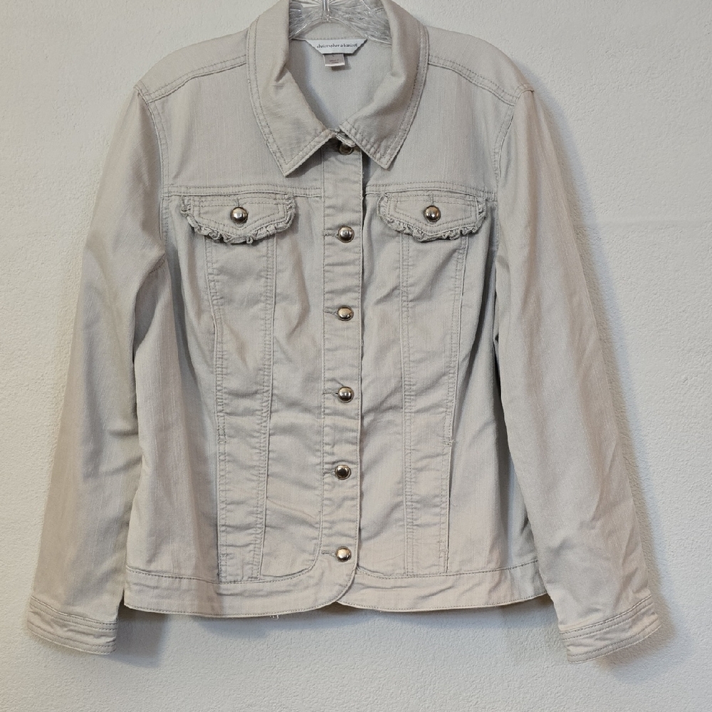 Large Christopher & Banks Light Gray Jean Jacket
